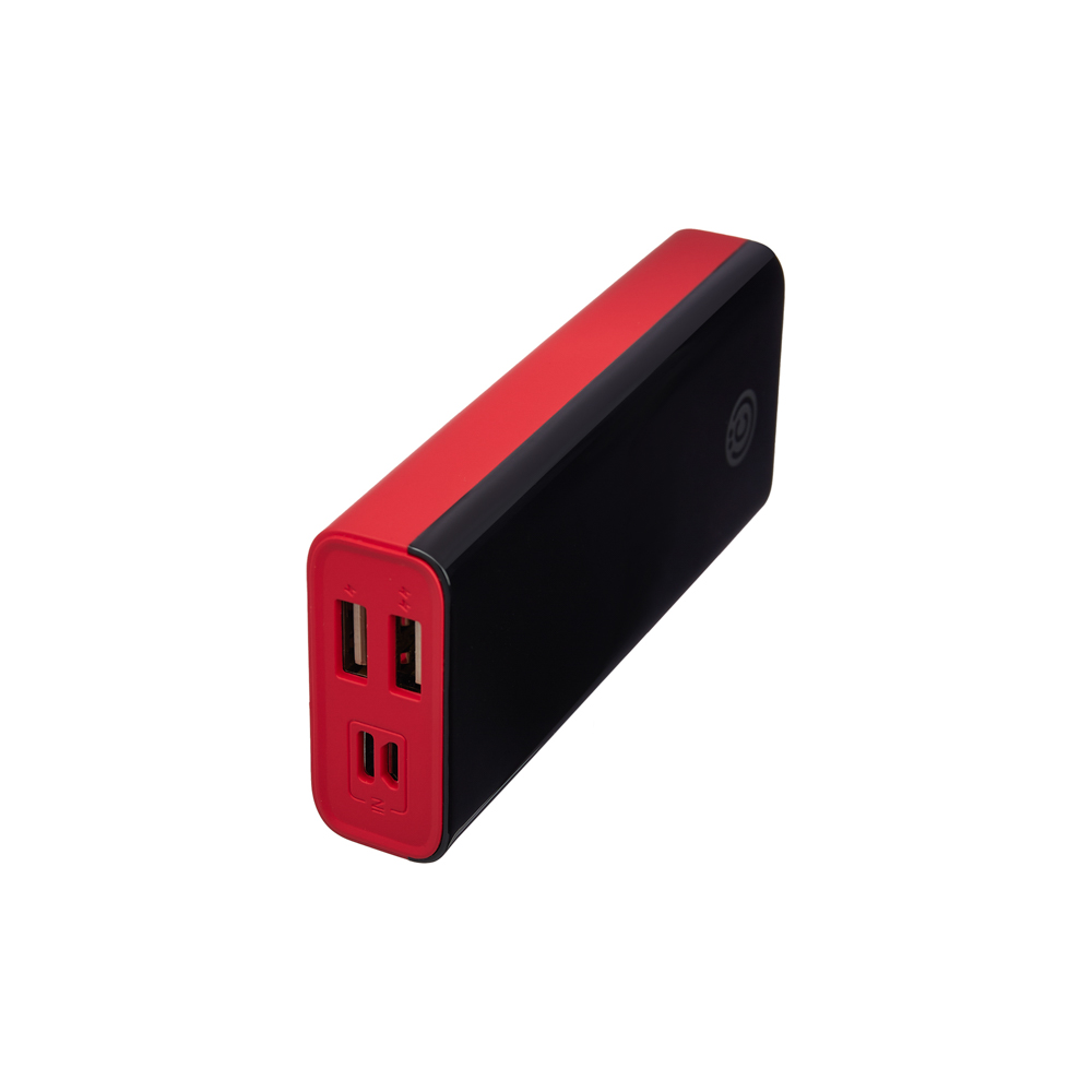 ВСЁГАЗИН Аккумулятор мобильный, 10000 мАч, 2xUSB, 2А, дисплей, прорезиненный, красный, арт.№ 031-052
