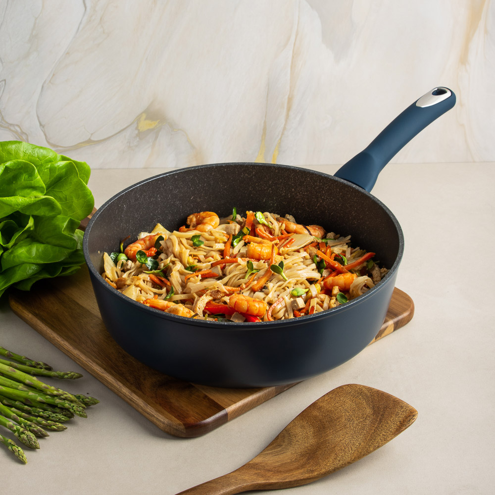 SATOSHI Ривьера Сковорода литая глубокая d28см, антипригарное покрытие мрамор, индукция, арт.№ 846-728