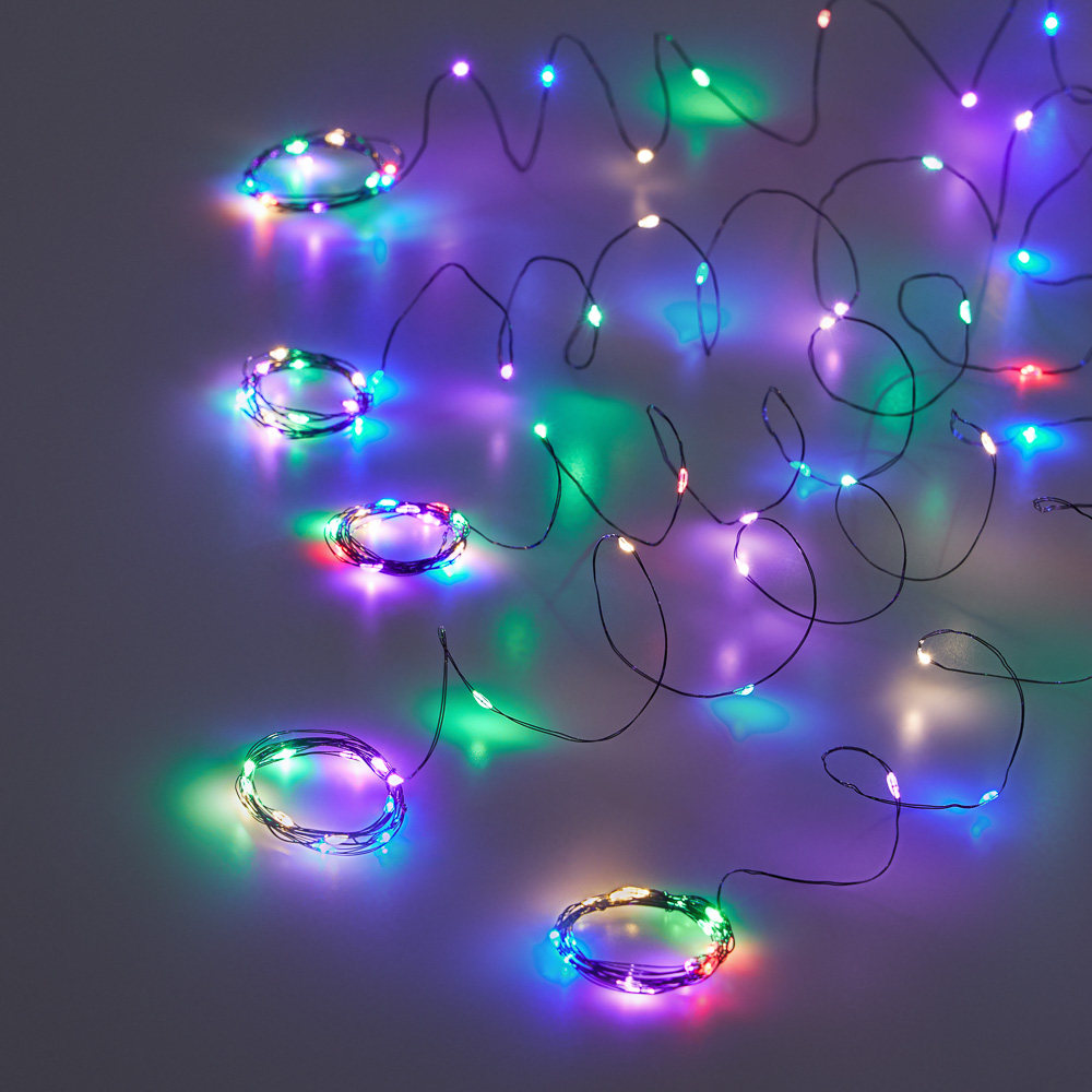 Гирлянда занавес Нить 2х2 м СНОУ БУМ, 10 нитей, 200 LED ламп, свечение мульти, 8 режимов, медь, 220В, арт.№ 382-092