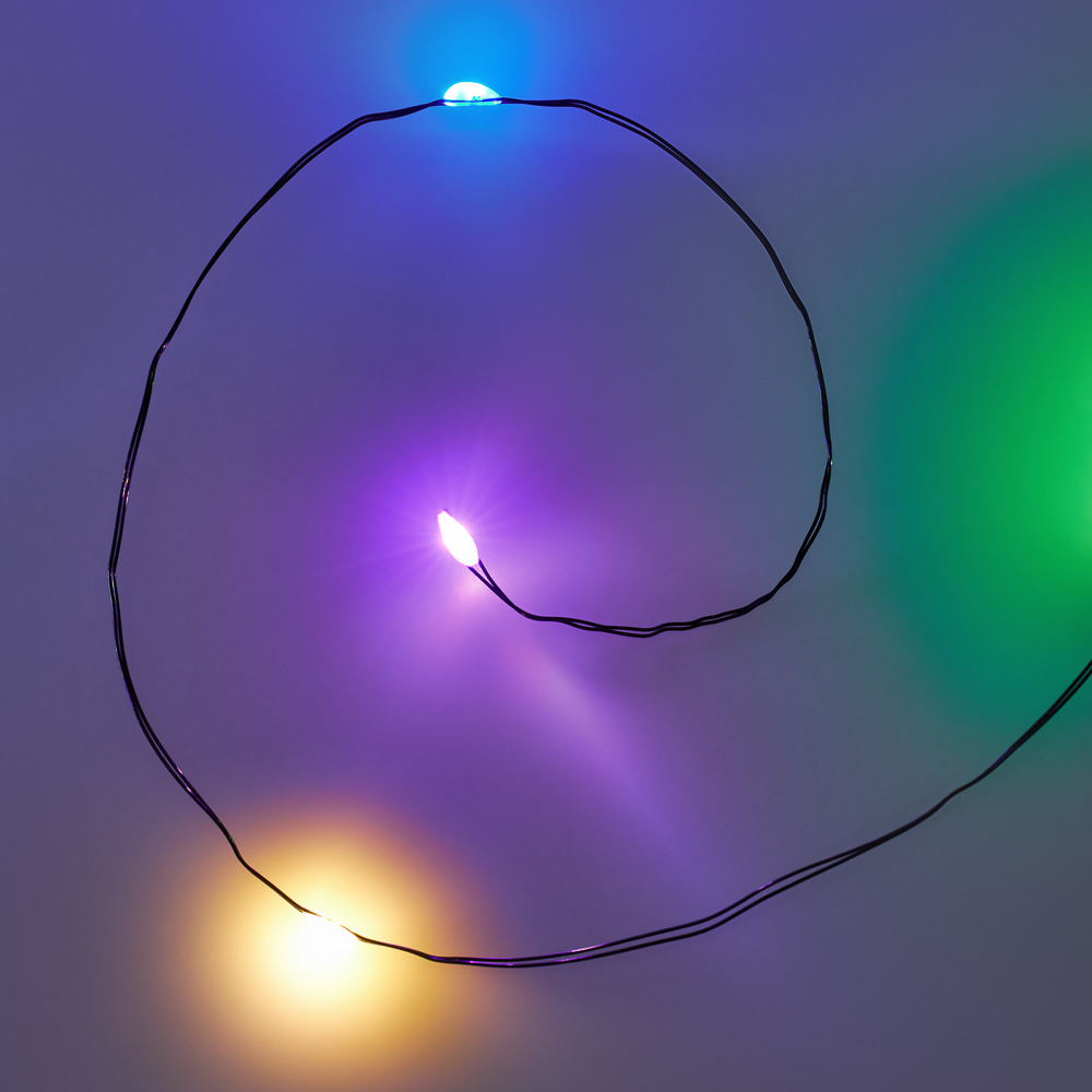 Гирлянда занавес Нить 2х2 м СНОУ БУМ, 10 нитей, 200 LED ламп, свечение мульти, 8 режимов, медь, 220В, арт.№ 382-092