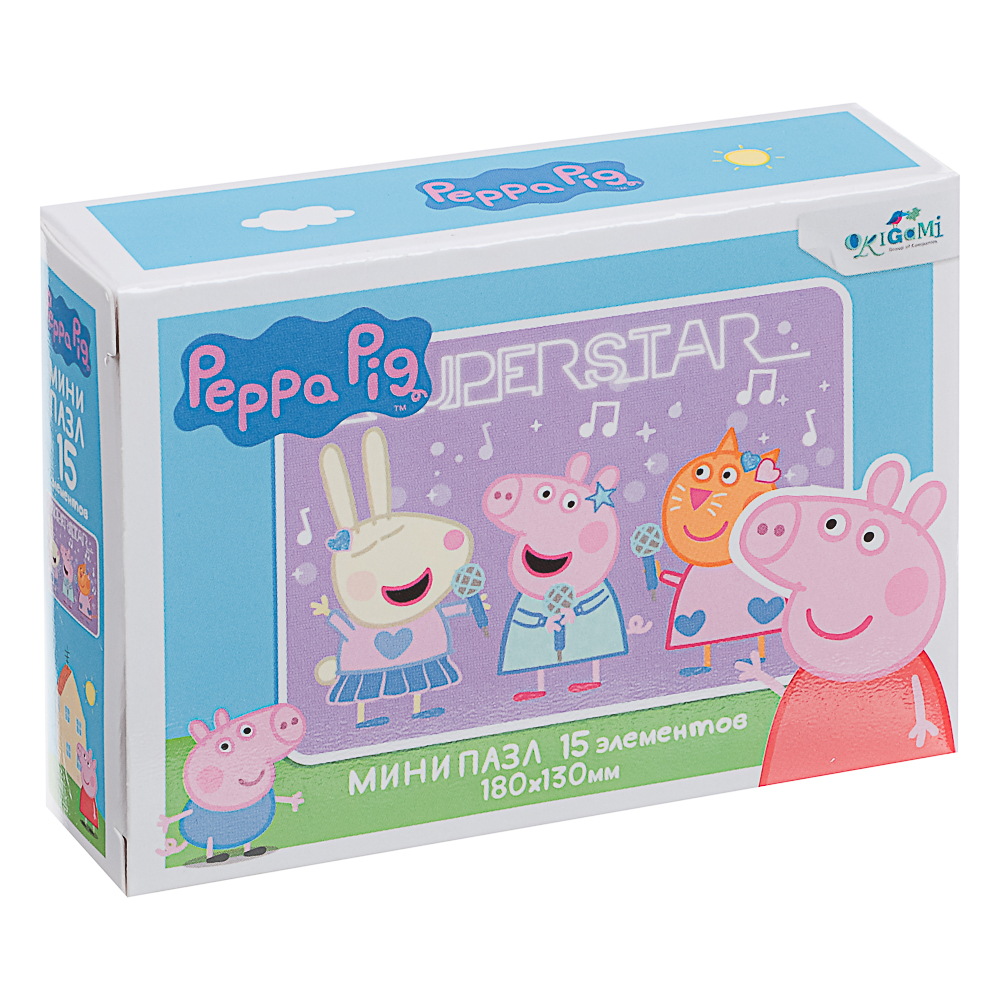 Свинка Пеппа Пазл Мини 15 элементов, 9x2,5x6,5 см, арт.№ 285-258