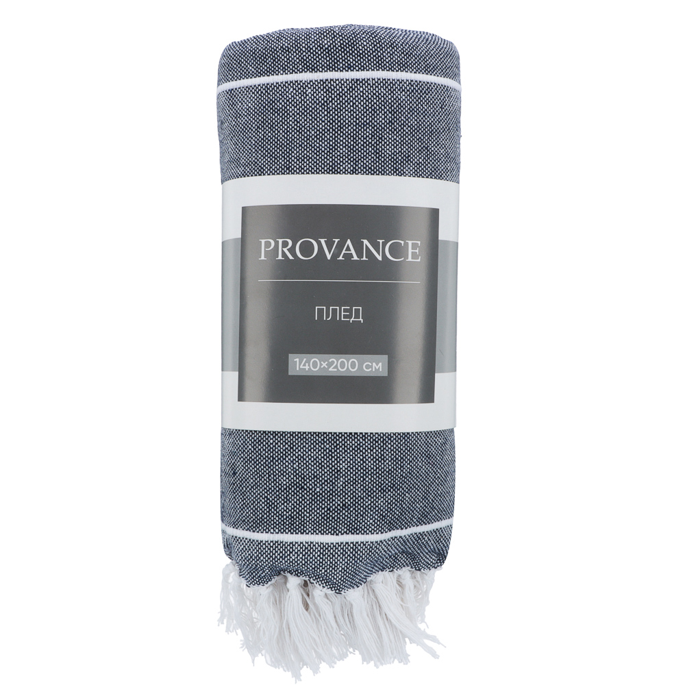 PROVANCE Нэви Плед хлопок 140х200см, синий, арт.№ 486-193