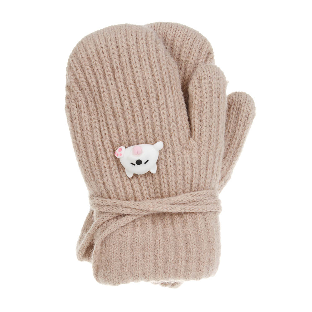 Варежки детские с декором на веревке, тм GALANTE, р.12, 90%акрил, 10%полиэстер, цв. в ас-те, 26-10, арт.№ 363-465