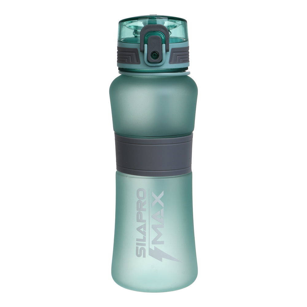 SILAPRO MAX Бутылка спортивная с замком, EGGSHELL BLUE-ULTIMATE GREY, 600мл, РС, силикон, арт.№ 088-079