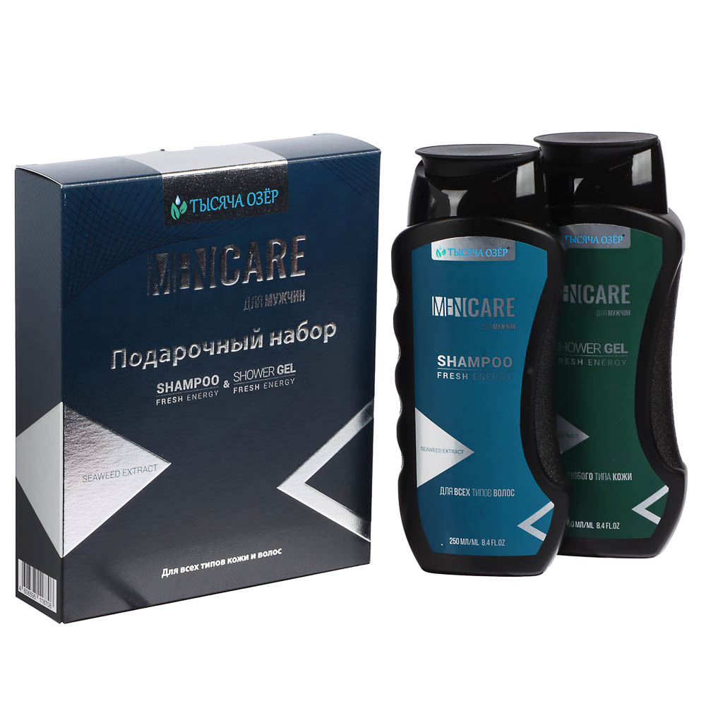 Подарочный набор мужской ТЫСЯЧА ОЗЕР Шампунь для волос+гель д/душа, 2*250мл, арт.№ 954-060