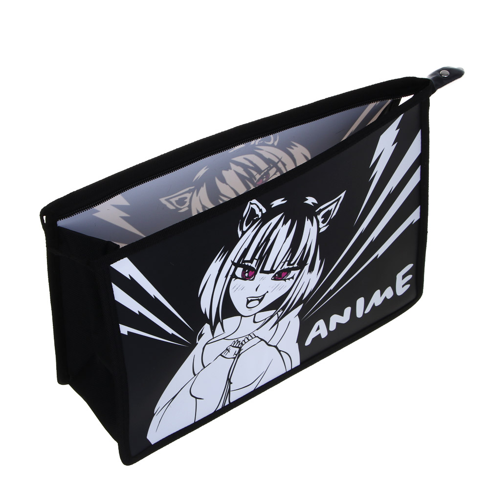 Папка для тетрадей, А4, 33х23,3х10см,"Оптик/Статусы/Аниме", на молнии, пластик, 4 дизайна, арт.№ 524-263