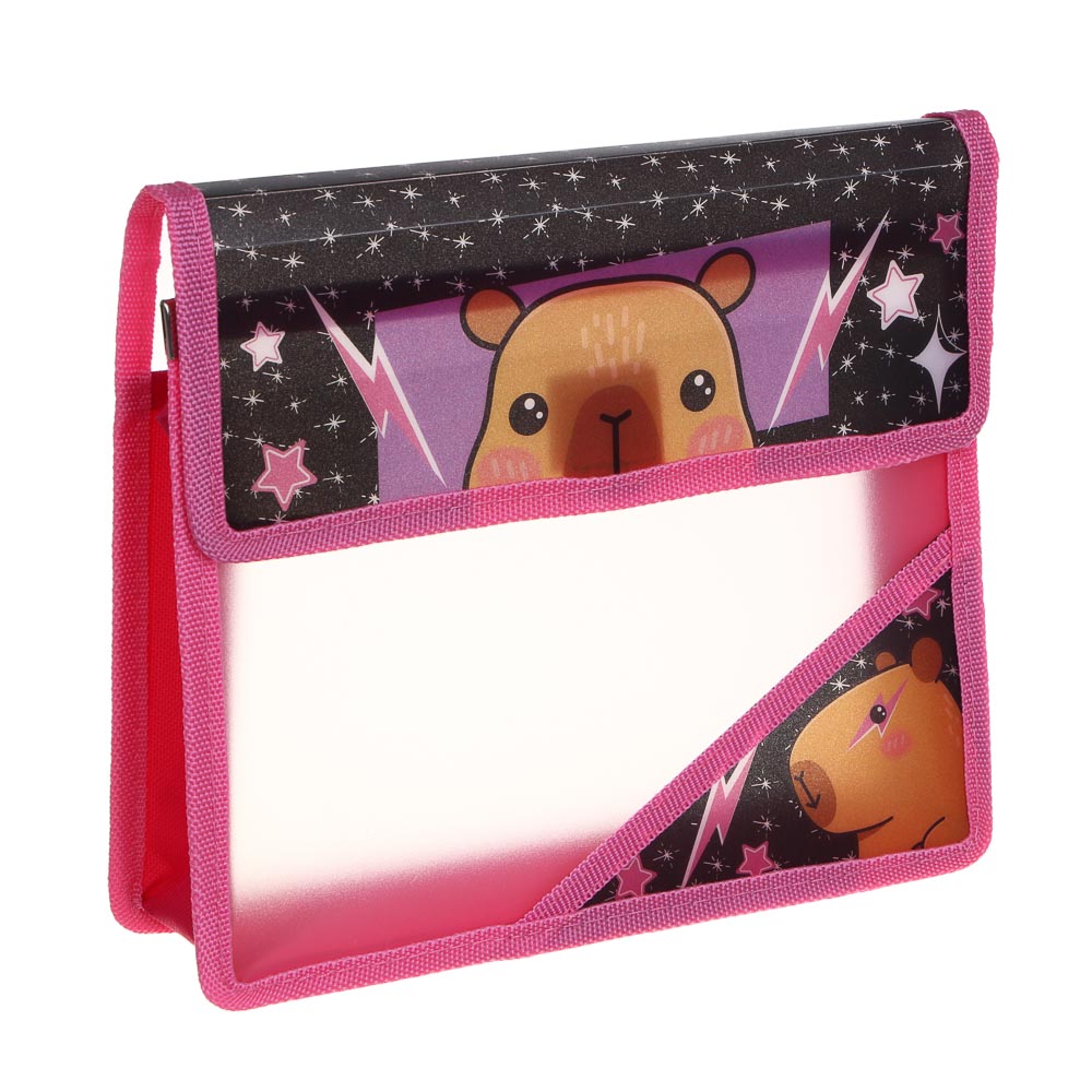 Папка для тетрадей, А5, 24х21см, "Капибара/Бэд Панда", расширение 5см, на липучке, пластик, арт.№ 524-265