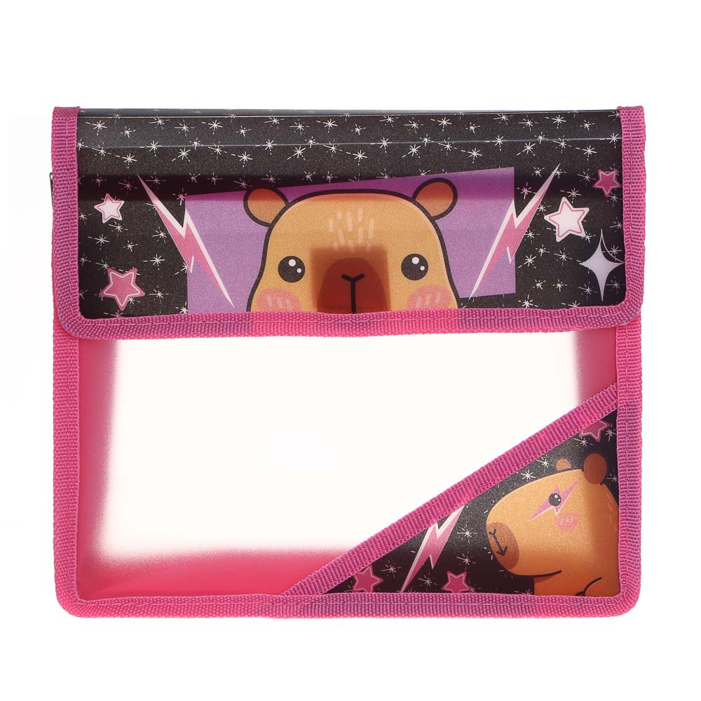 Папка для тетрадей, А5, 24х21см, "Капибара/Бэд Панда", расширение 5см, на липучке, пластик, арт.№ 524-265