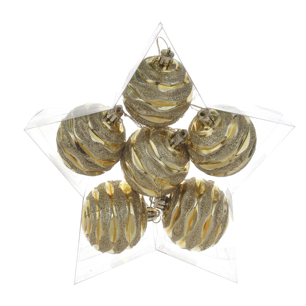 СНОУ БУМ Набор шаров 6 см, 6 шт, золото, 26-197, арт.№ 373-612