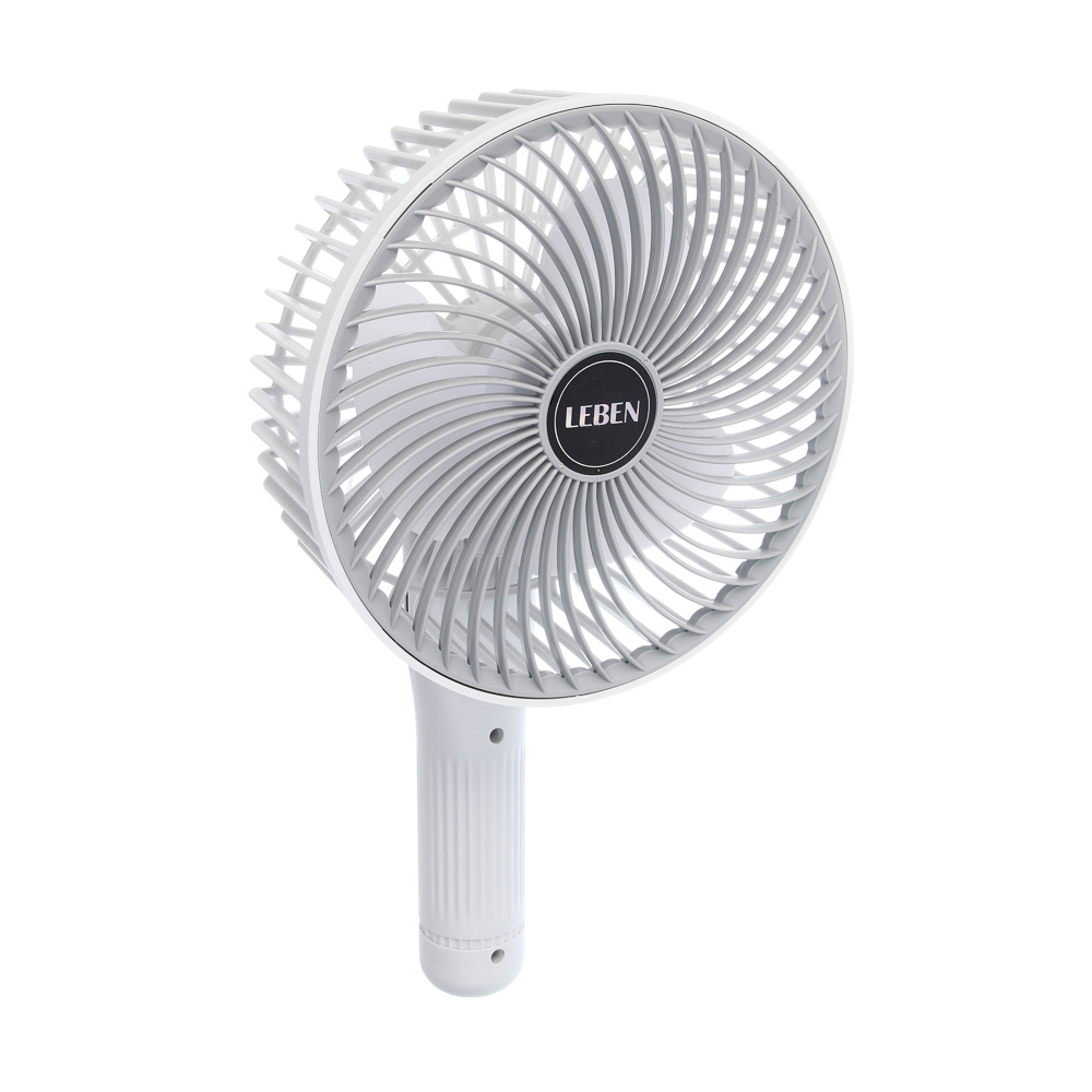 Вентилятор настольный тм LEBEN 3.7в/300мАч, диаметр лопастей 16см, USB-кабель, белый, арт.№ 243-025