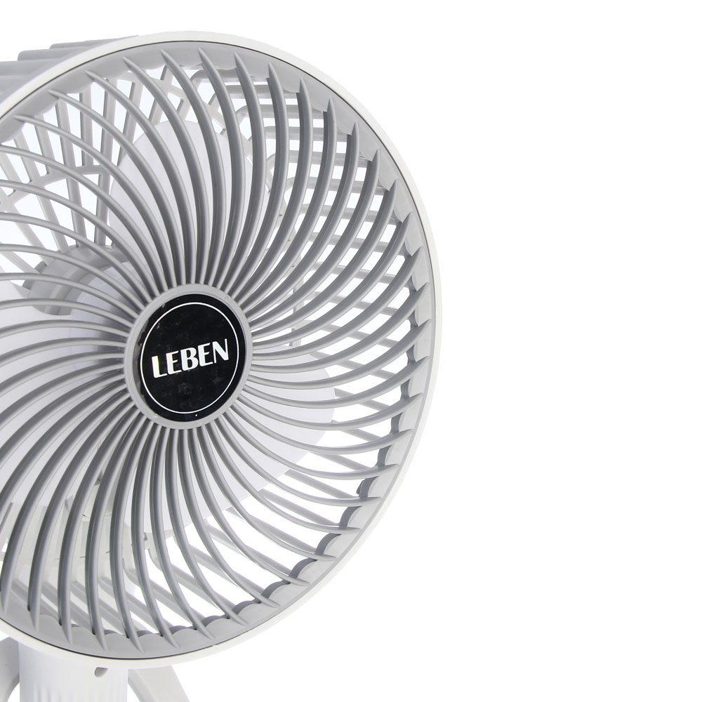 Вентилятор настольный тм LEBEN 3.7в/300мАч, диаметр лопастей 16см, USB-кабель, белый, арт.№ 243-025