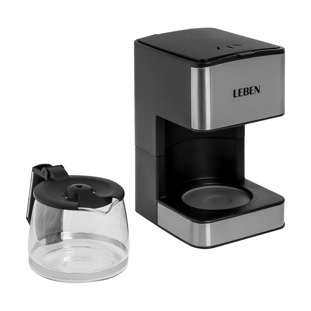 LEBEN Кофеварка капельная 680Вт со стеклянной колбой с функцией автоотключения 0,8л, арт.№ 286-027