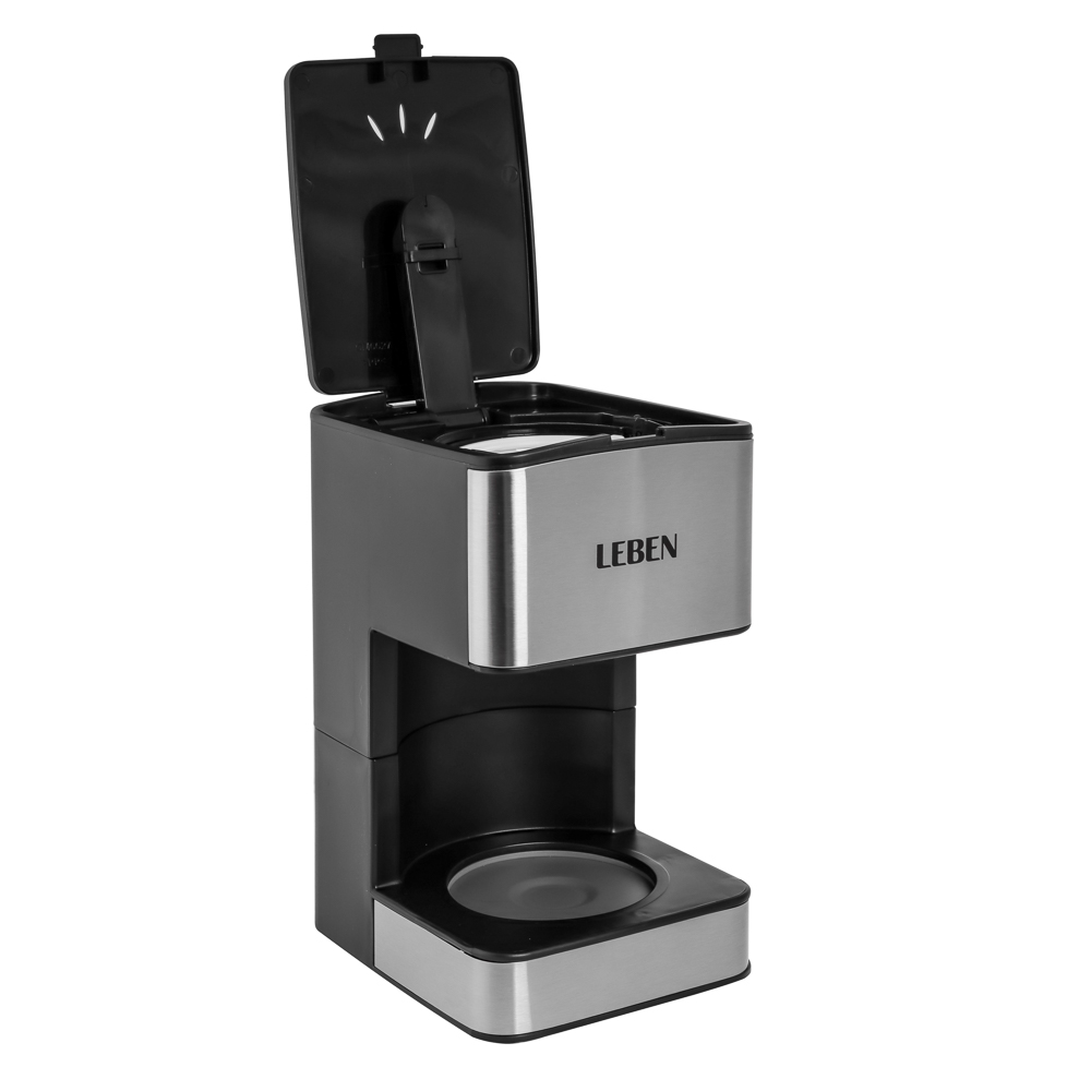 LEBEN Кофеварка капельная 680Вт со стеклянной колбой с функцией автоотключения 0,8л, арт.№ 286-027