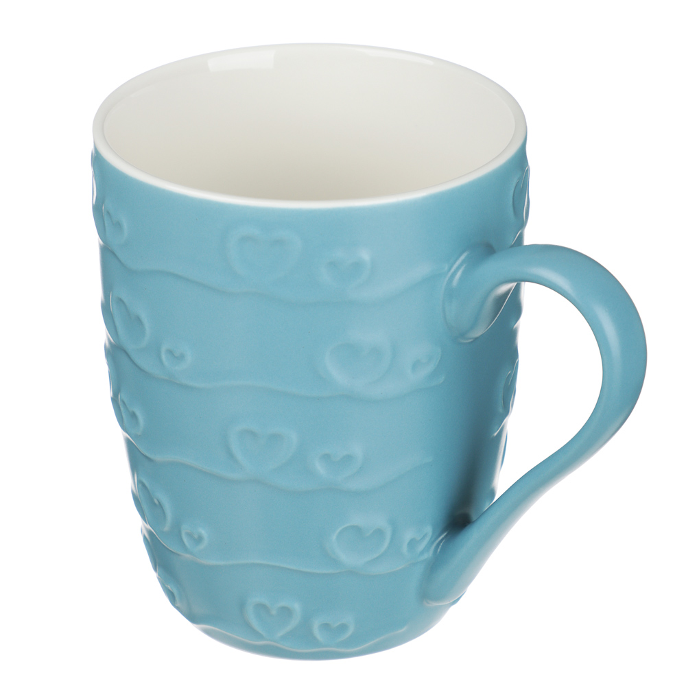 Кружка Сердечки тм MILLIMI, 370мл, 4 цвета, фарфор, арт.№ 806-505