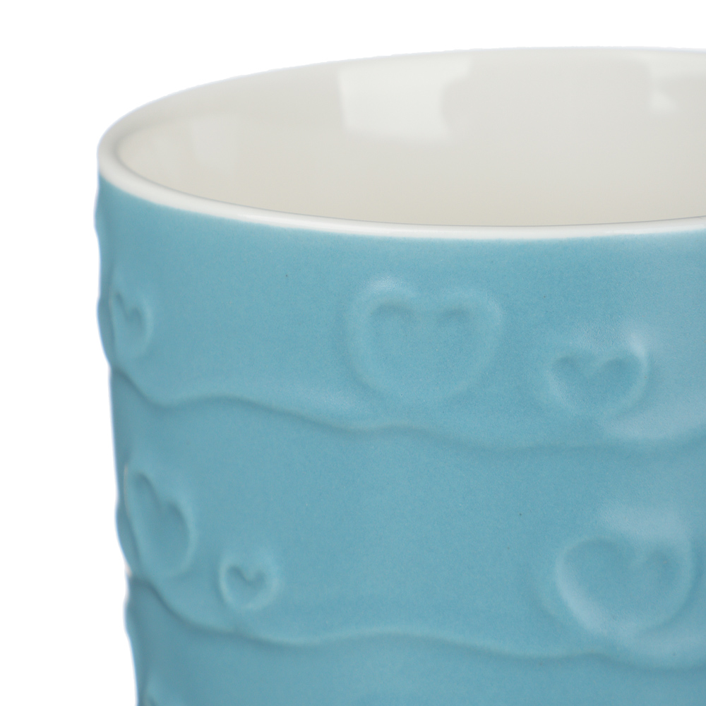 Кружка Сердечки тм MILLIMI, 370мл, 4 цвета, фарфор, арт.№ 806-505