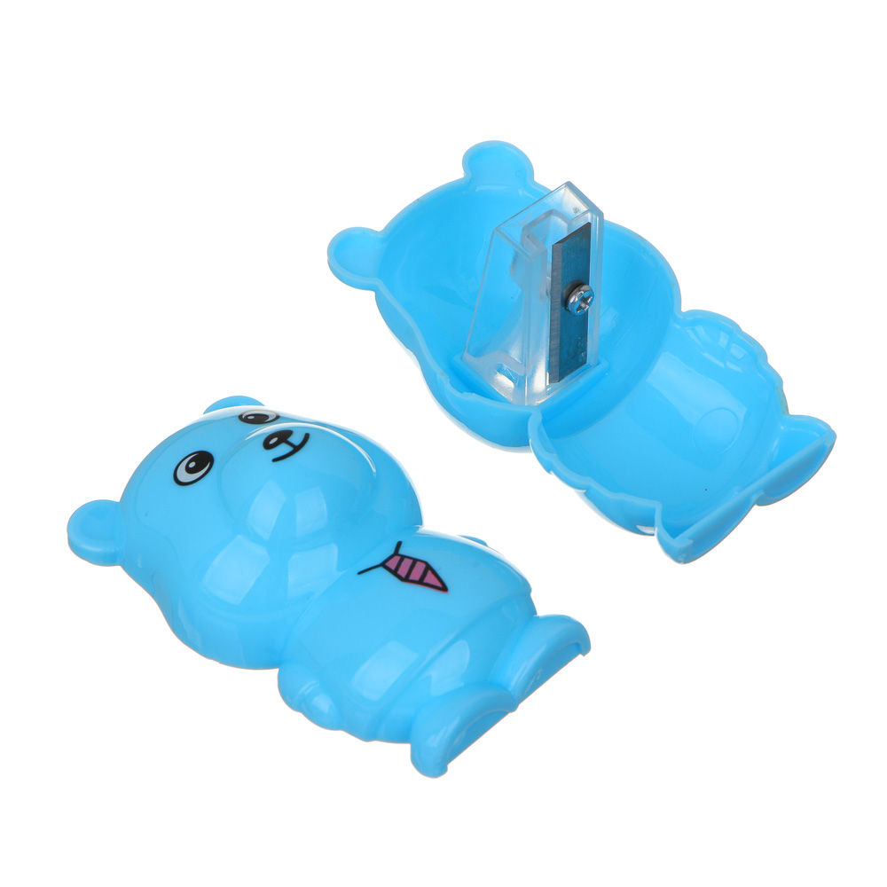 Точилка с контейнером в форме мишки и хомяка, 6,2х3,5 см, 1 отверстие, пластик, 8 диз., арт.№ 576-064