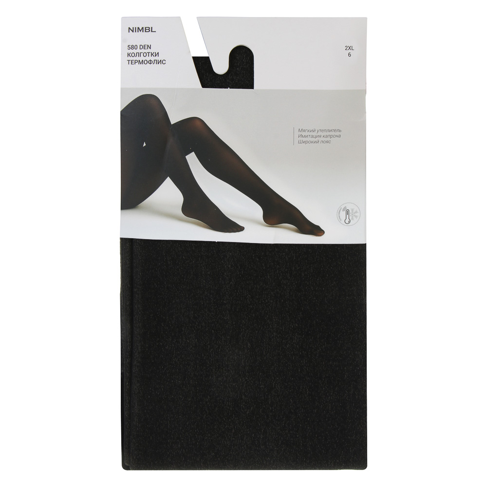GALANTE NimbL Колготки утепленные с эффектом капрона 580D, 88% полиэстер, 12% спандекс, 2XL, черный, арт.№ 048-134