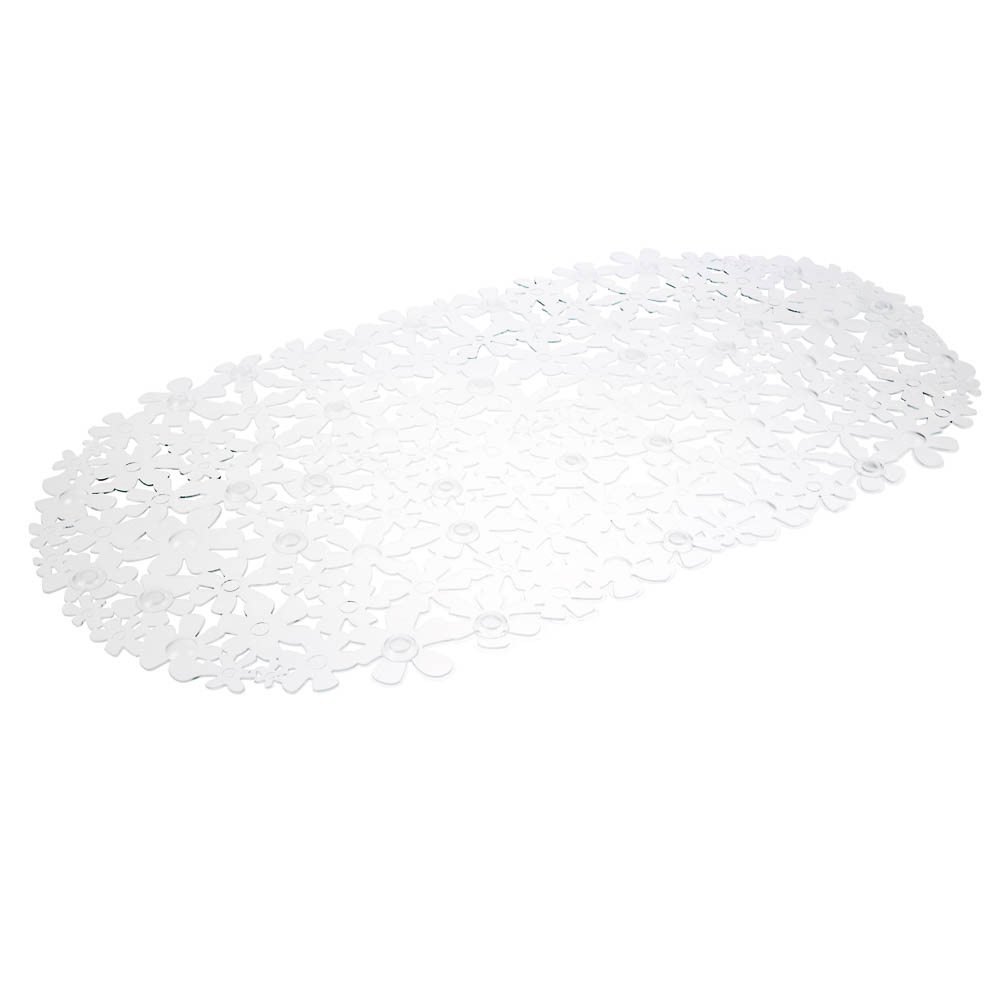 Коврик противоскользящий в ванную Цветы, ПВХ, 66смх35см, прозрачный, арт.№ 403-115