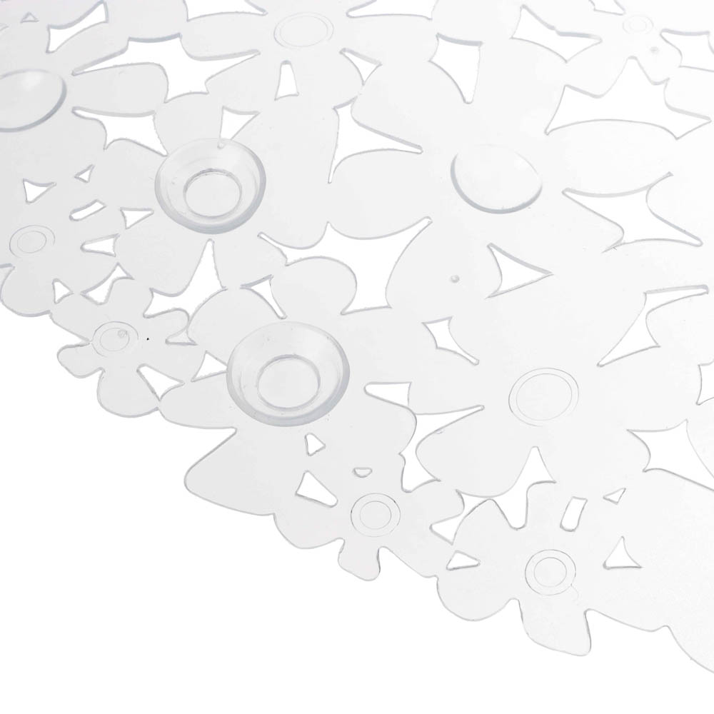 Коврик противоскользящий в ванную Цветы, ПВХ, 66смх35см, прозрачный, арт.№ 403-115