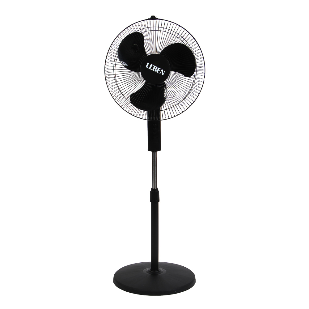 Вентилятор напольный тм LEBEN 45Вт, 3 скорости, диаметр 43см, 220в, черный, арт.№ 243-005