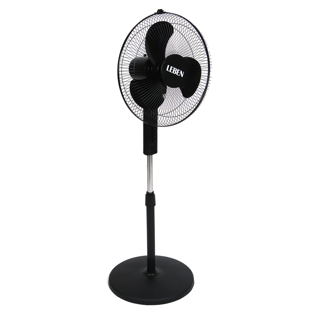 Вентилятор напольный тм LEBEN 45Вт, 3 скорости, диаметр 43см, 220в, черный, арт.№ 243-005