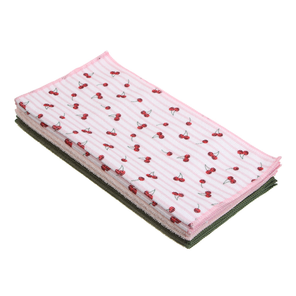Набор салфеток тм VETTA Черри, 6 шт, 30х30 см, 200г/кв. м., 3 цвета, полиэстер диз2, арт.№ 448-375
