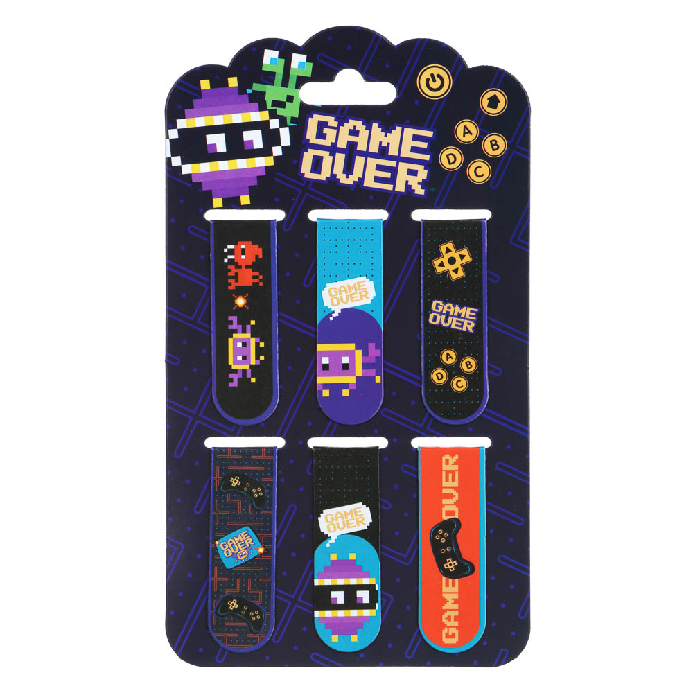 Гейм Овер Набор закладок магнитных, 6 штук, размер закладки 12х1,9 см, упаковка 18,3х10,3 см, арт.№ 235-009