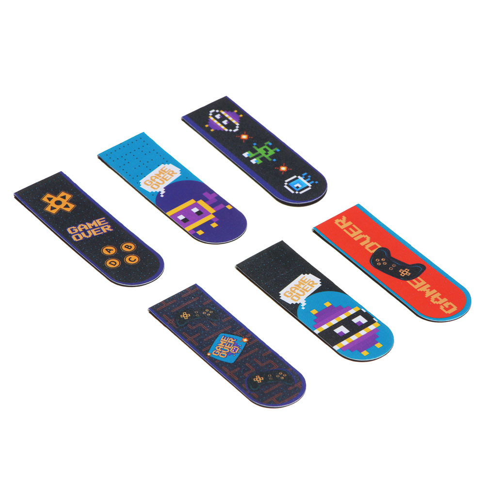 Гейм Овер Набор закладок магнитных, 6 штук, размер закладки 12х1,9 см, упаковка 18,3х10,3 см, арт.№ 235-009
