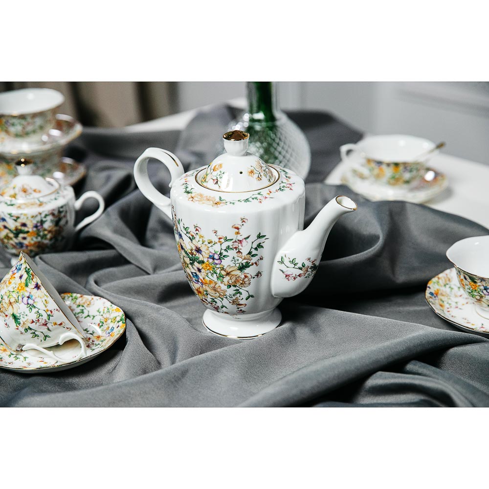 MILLIMI Версаль Набор чайный 14 пр., чашка 240мл, чайник 1350мл, сахарница 400мл, кост. фрф, арт.№ 802-008