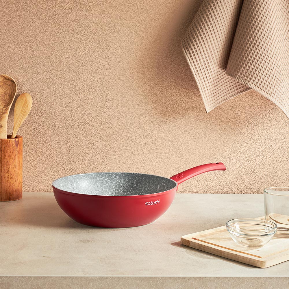 SATOSHI Верден Сотейник-вок литой d=26см, антипригарное покрытие мрамор, индукция, арт.№ 846-467