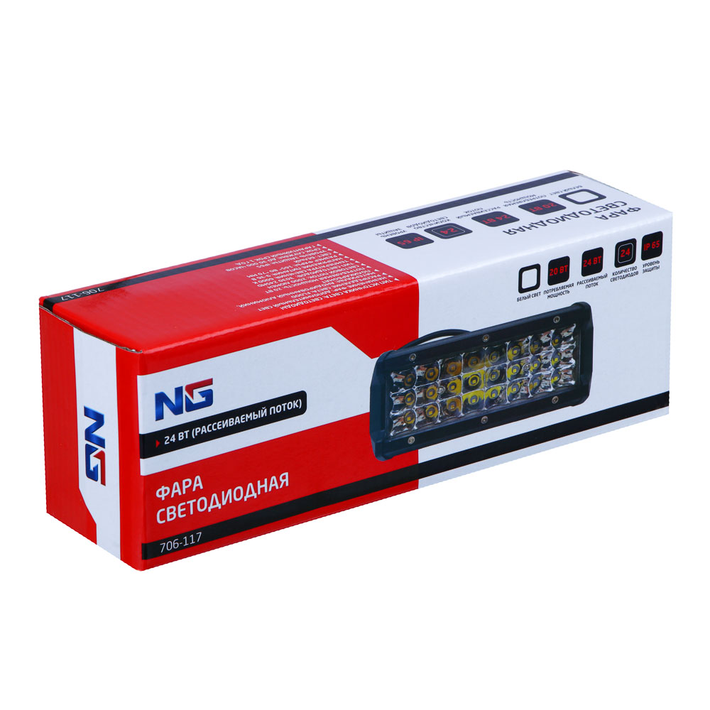 NG Фара светодиодная 24W (24 SMD),рассеиваемый поток, белый свет, арт.№ 706-117