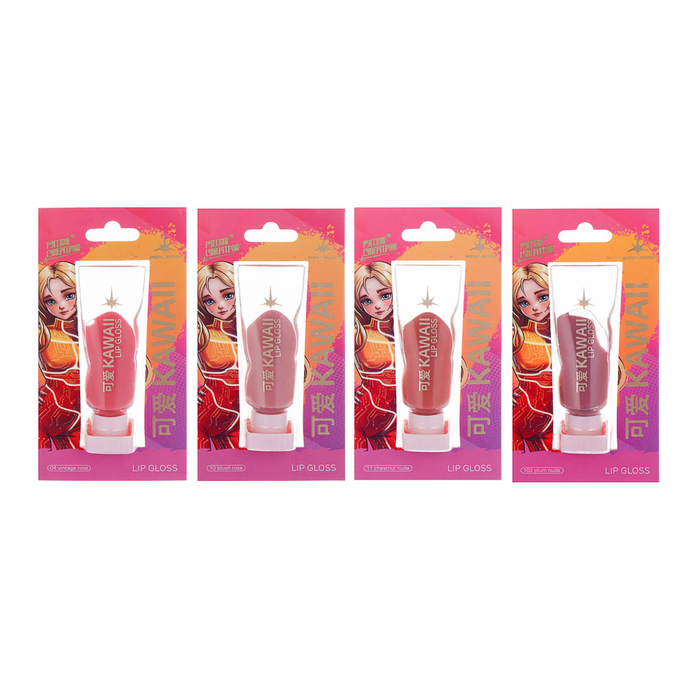 BY Русские Супергерои Заря Каваи Блеск для губ глянцевый, 4,5 мл, 4 тона, арт.№ 330-582