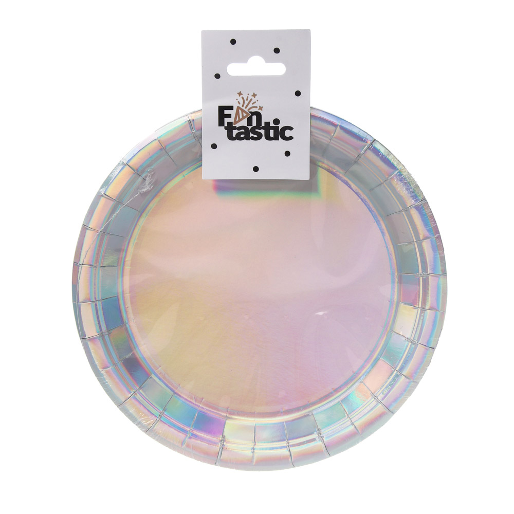 Fntastic Набор тарелок одноразовых, 6 шт, 18 см, голография, бумага, арт.№ 530-393