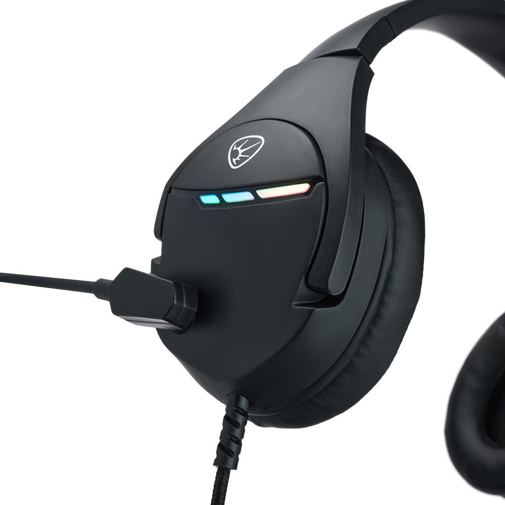 Наушники проводные с микрофоном игровые BY Dzingasa USB 3,2 м, VS7.1, настраиваемая RGB подсветка, арт.№ 410-090