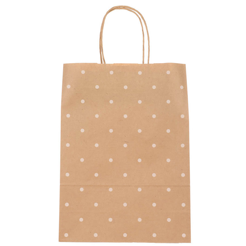 Пакет подарочный с кручеными ручками крафт L 24x10,5x32 см, "Горошек", арт.№ 507-503