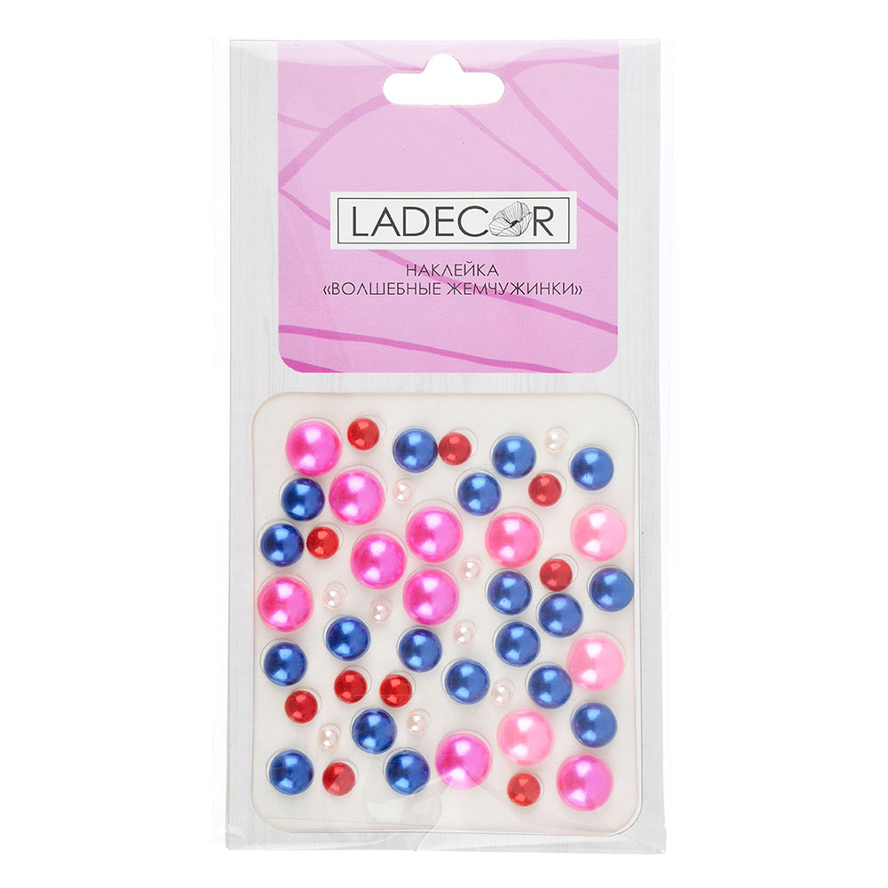 LADECOR Наклейка декоративная "Волшебные жемчужинки", пластик, 14х7,5см, 7-9 цветов, арт.№ 503-483