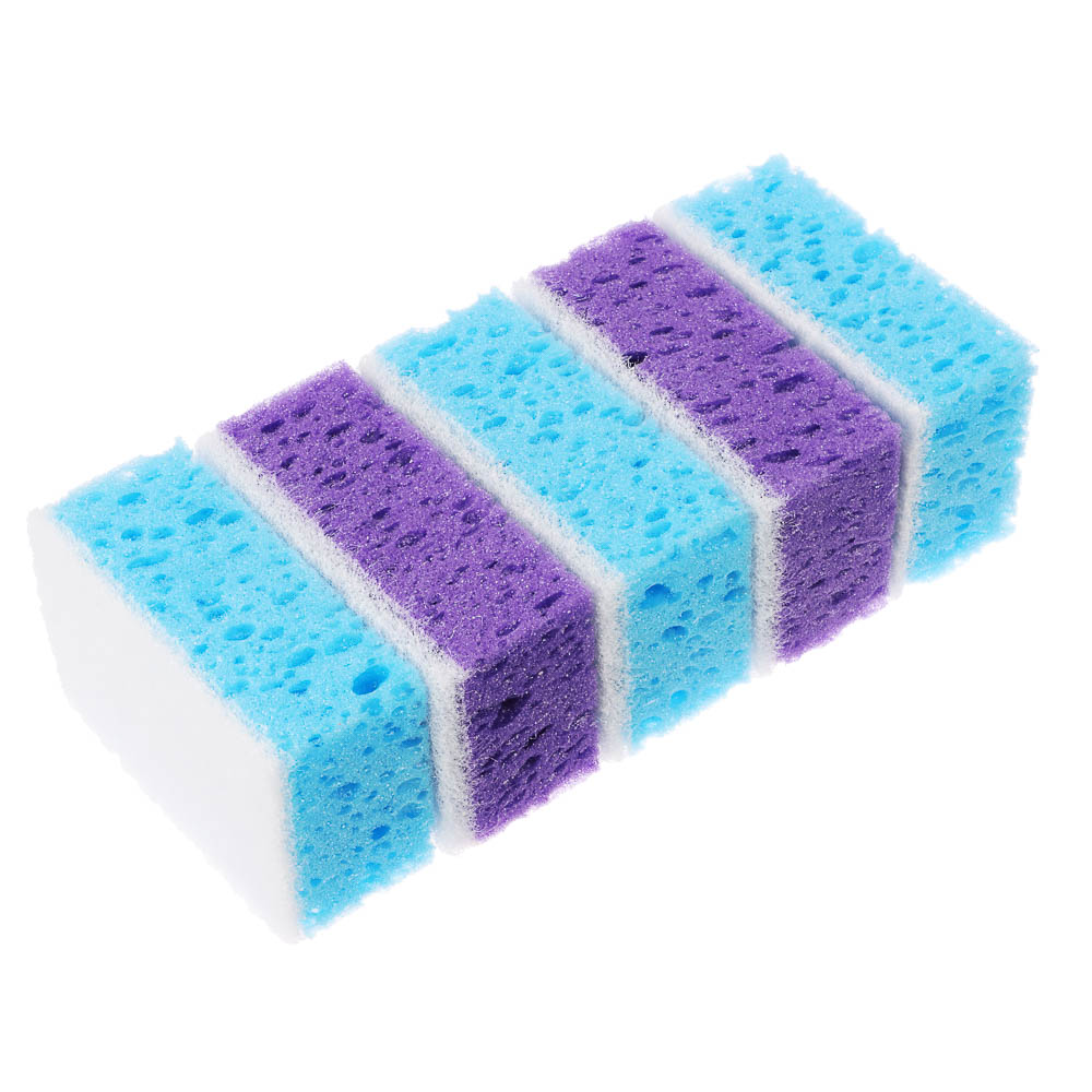 VETTA Набор губок для мытья посуды Пузыри 5 шт, 9,5x6,5x4 см, арт.№ 441-231