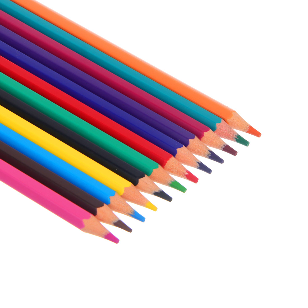 Карандаши пластиковые шестигранные, 12 цв., "Карбон/Базис", заточенные, цветная коробка, арт.№ 524-320