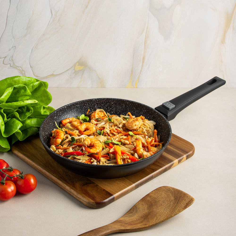 SATOSHI Оникс Сковорода литая d26см, антипригарное покрытие "мрамор", съемная ручка, индукция, арт.№ 846-730