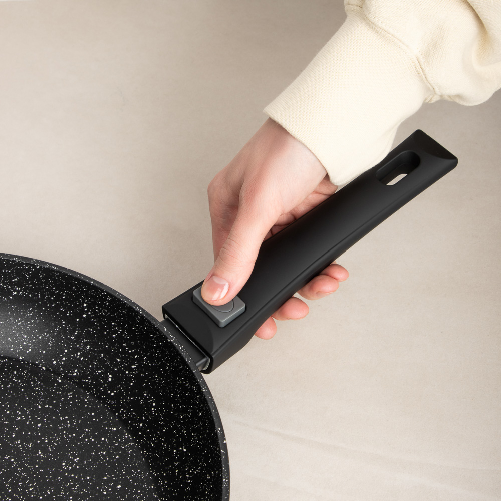 SATOSHI Оникс Сковорода литая d26см, антипригарное покрытие "мрамор", съемная ручка, индукция, арт.№ 846-730