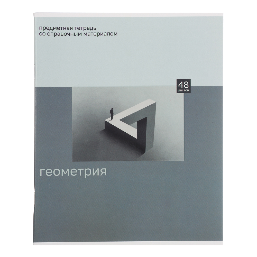 Тетрадь общая 48 листов "Предметная" ClipStudio, БЕЛЫЕ ЛИСТЫ, обл.картон "Монохром" скрепка, 7 видов, справ.материал, арт.№ 578-159