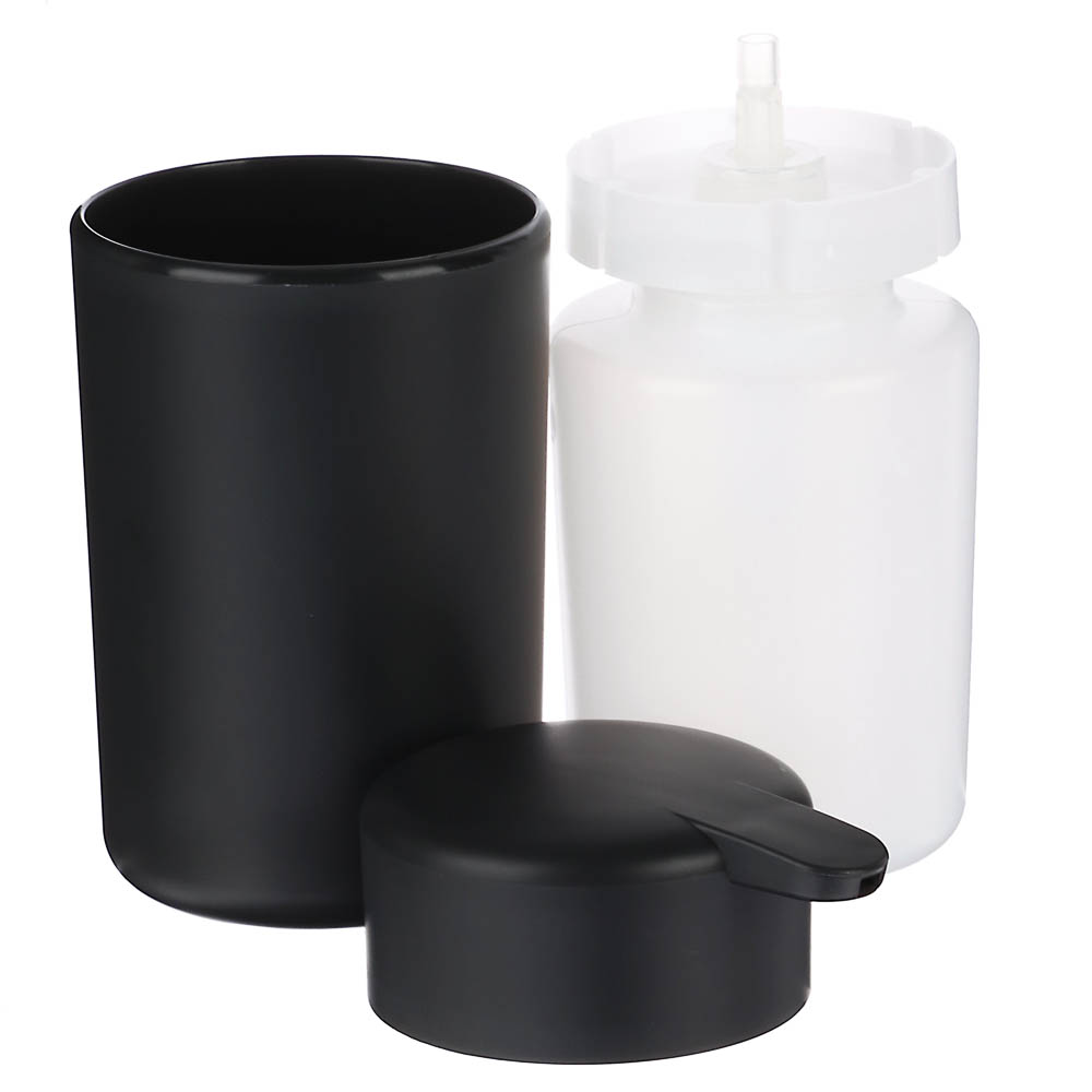 Диспенсер для жидкого мыла Flux, 250мл, черный графит, 7,5х7,5х14,5см, арт.№ 463-618