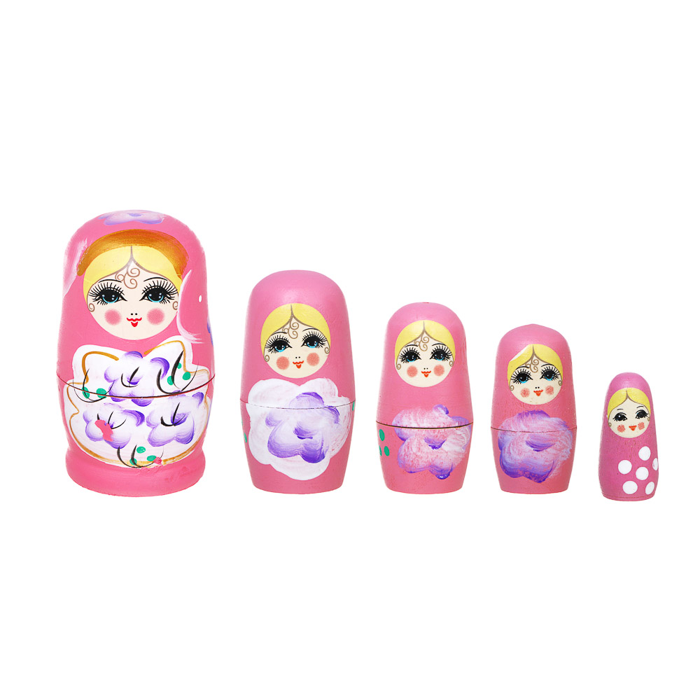 Матрешка 5шт., дерево, 11,5х5,5см, 5 дизайнов, арт.№ 262-152