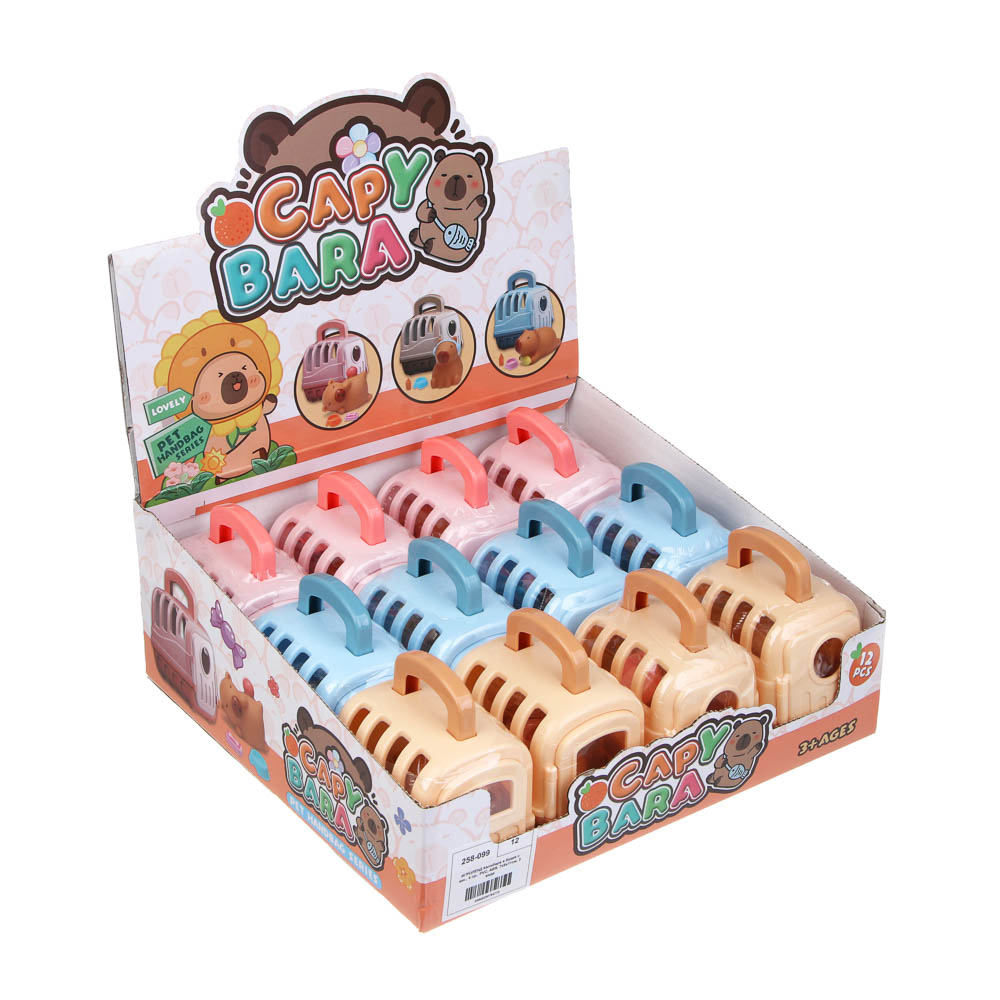 ИГРОЛЕНД Капибара в будке с акс., 4 пр., PVC, ABS, 7х9х11см, 3 вида, арт.№ 258-099