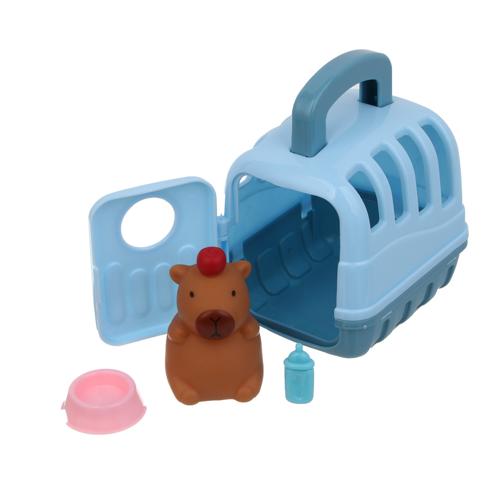 ИГРОЛЕНД Капибара в будке с акс., 4 пр., PVC, ABS, 7х9х11см, 3 вида, арт.№ 258-099