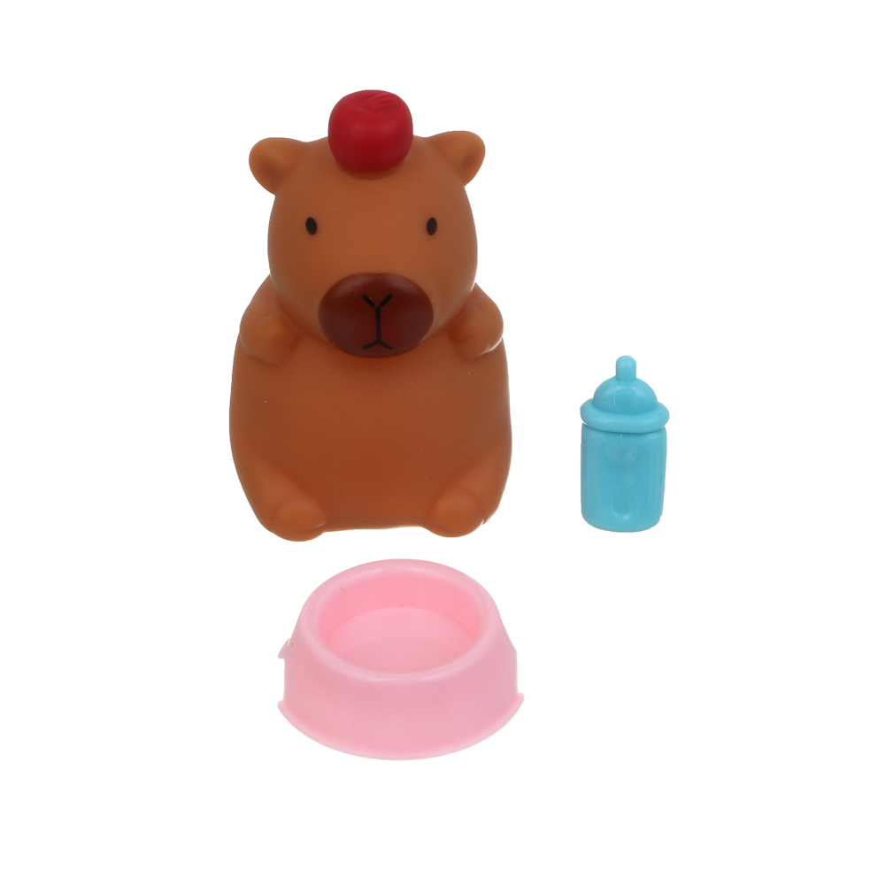 ИГРОЛЕНД Капибара в будке с акс., 4 пр., PVC, ABS, 7х9х11см, 3 вида, арт.№ 258-099