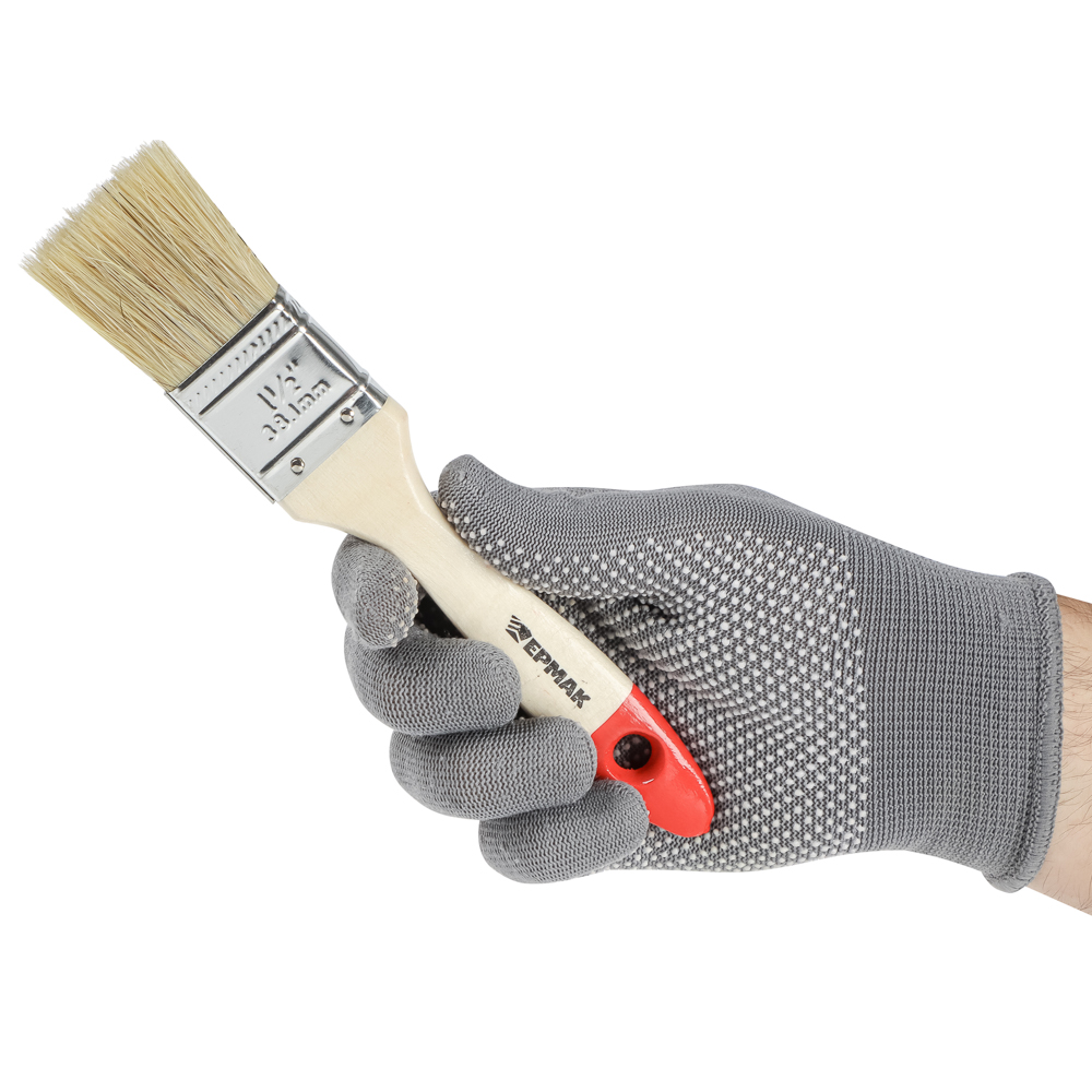 ЕРМАК/HEADMAN Кисть малярная плоская "Евро" нат. щетина 1.5" (38мм), арт.№ 682-081