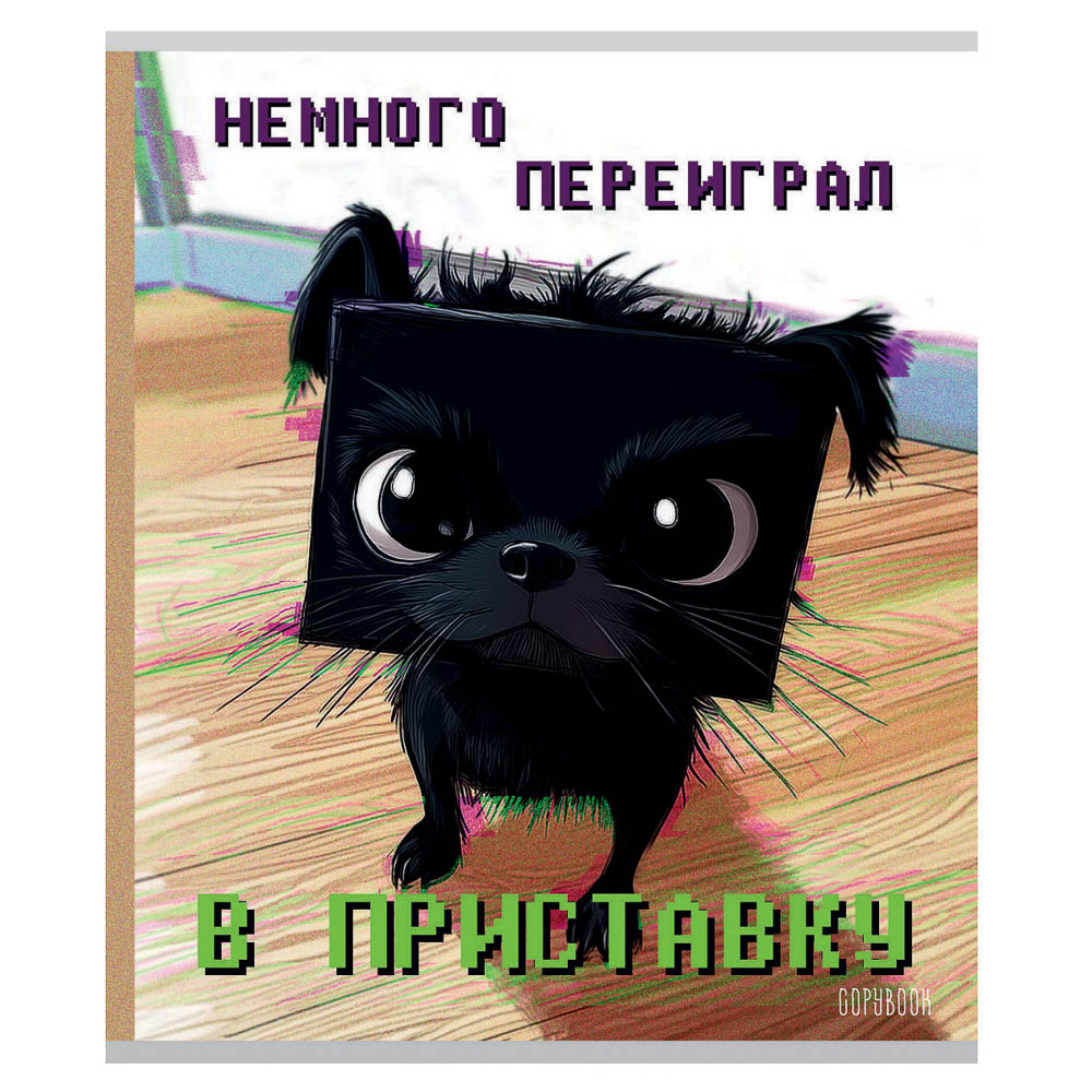 Тетрадь 48 л., А5, в клетку, БЕЛЫЕ ЛИСТЫ, обложка картон, скрепка, ВД-лак, арт.№ 578-190