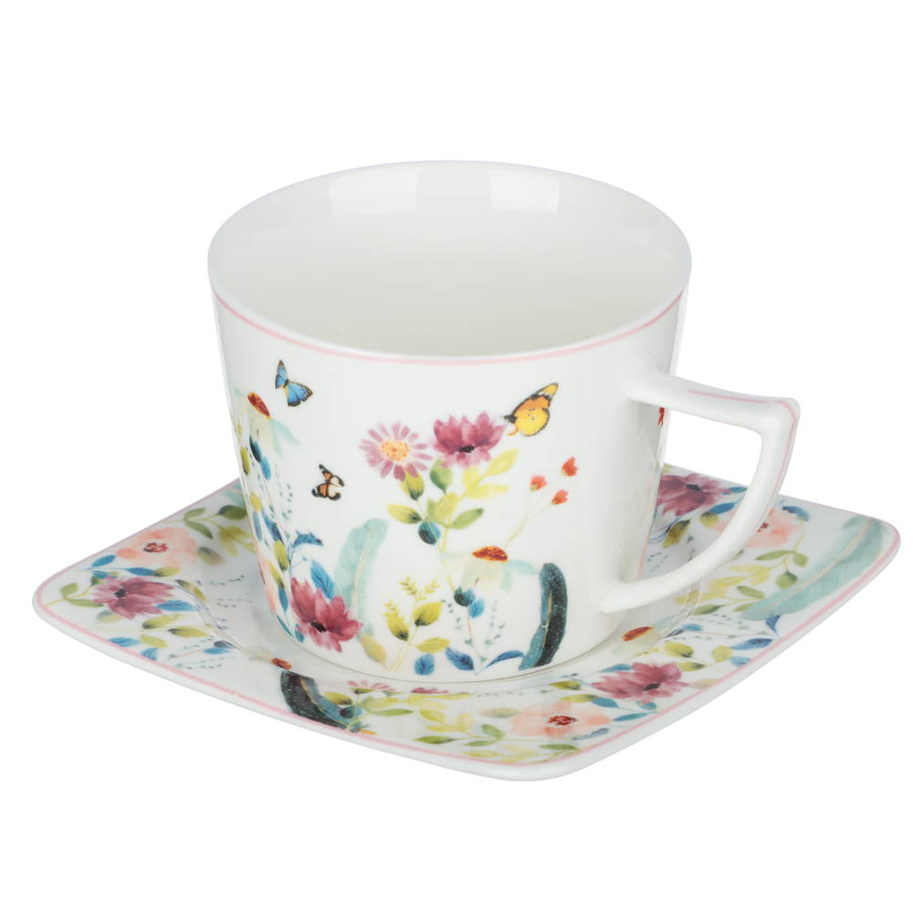Набор чайный 2 пр., 250мл, MILLIMI, Цветы, фарфор, арт.№ 802-520