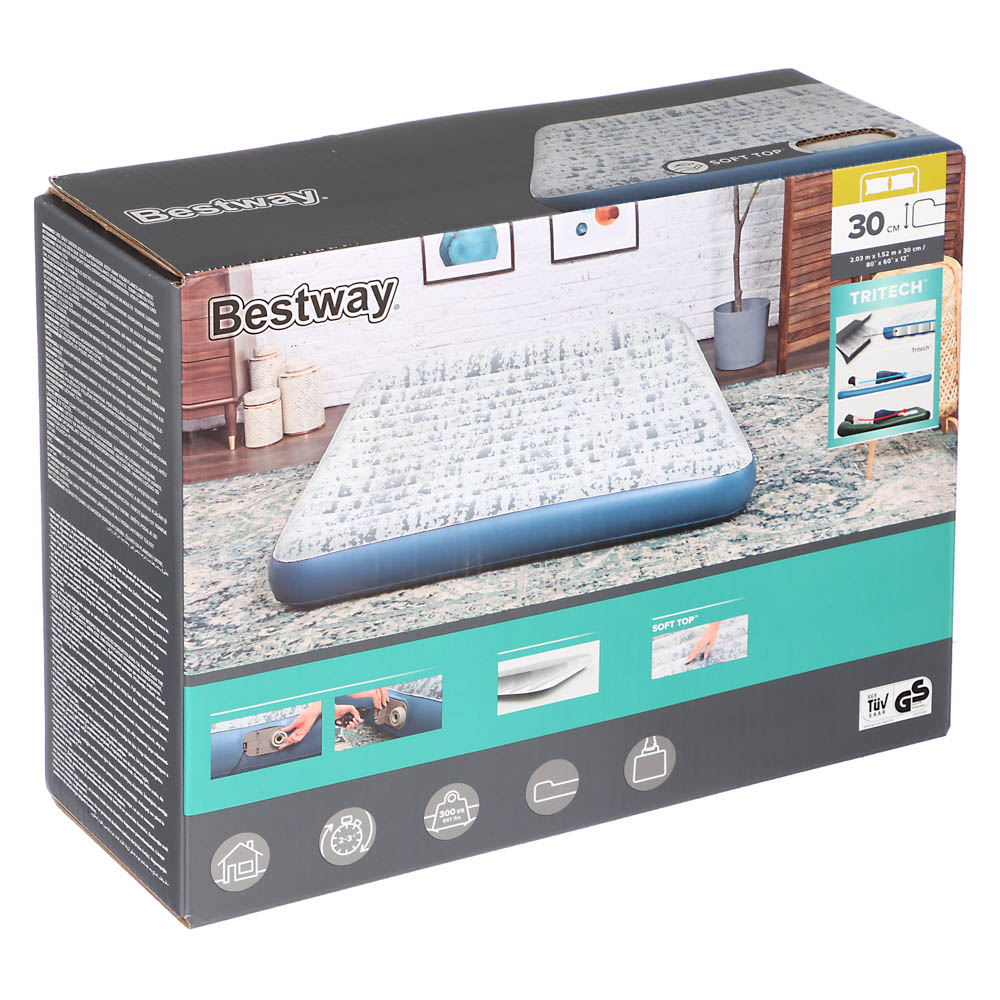 BESTWAY Кровать надувная Twin, встроенный электронасос 220В, 203х152х30см, 67836, арт.№ 106-039